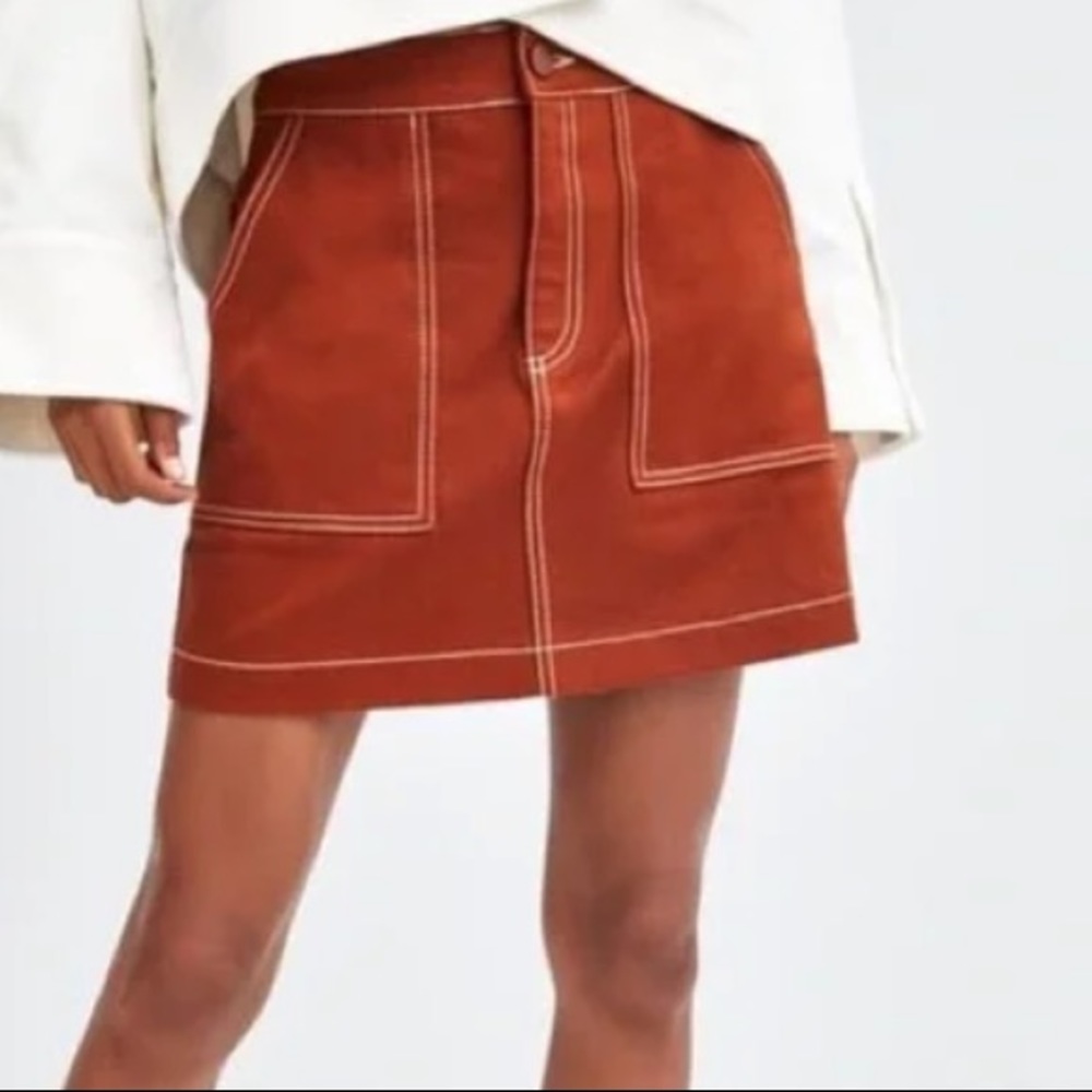 ZARA Burnt Orange High Waisted Skirt